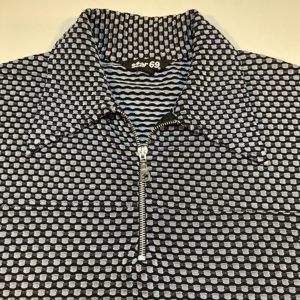 Vintage STAR 69 Y2K 1/4 Stretch Club Groovy Shirt Sz Mens S Made in USA